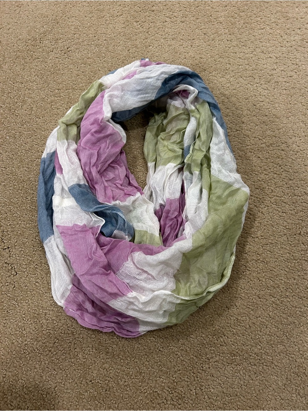Lightweight Infinity Scarf in Lavender, Olive & Blue